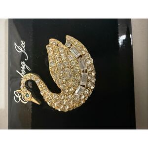 Eisenberg Ice Women's Silver-Tone Rhinestones Sparkling Swan Brooch Pin NWT